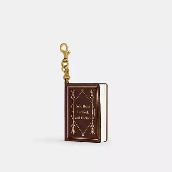 Coach Brown Leather Note Book Bag Charm Keychain - Picture 2 of 7